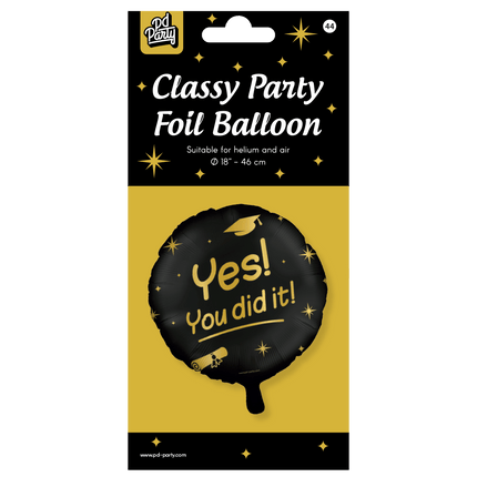 Zwart Gouden Geslaagd Helium Ballon You Did It Leeg 45cm van Paper Dreams koop je bij Partywinkel