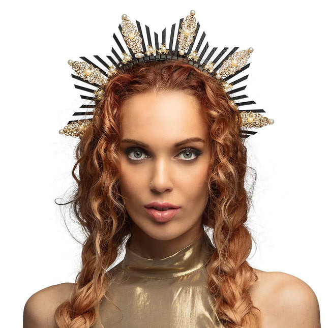Zwart Gouden Haarband Diamant van Boland koop je bij Partywinkel