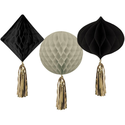 Zwart Gouden Honeycombs Zwart 3st van Folat koop je bij Partywinkel