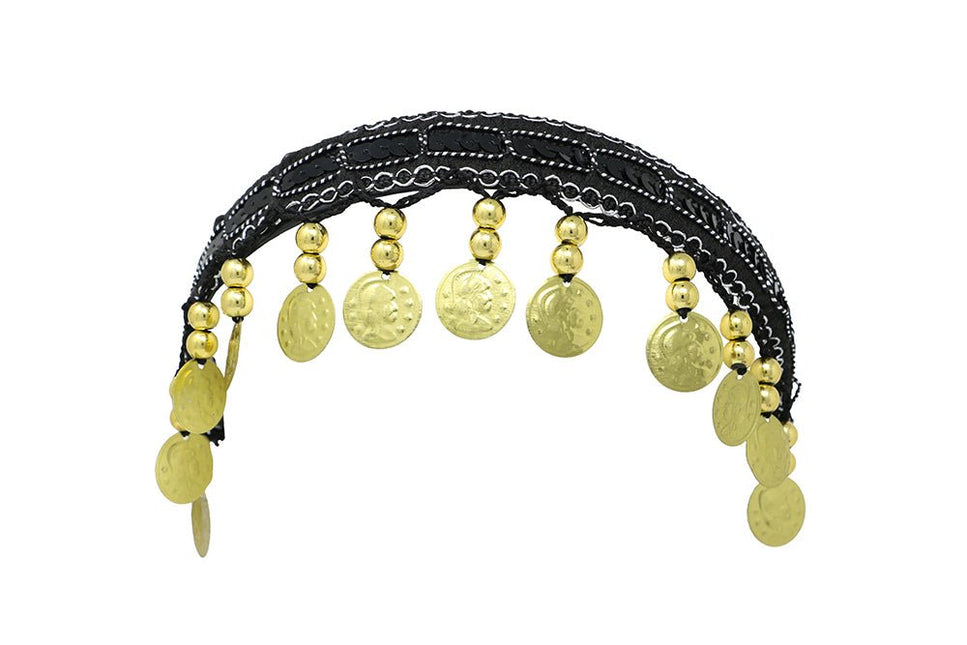 Zwart Gouden Hoofdband Munten van Fiestas Guirca koop je bij Partywinkel