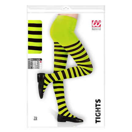 Zwart Groene Panty Kind Gestreept van Widmann koop je bij Partywinkel