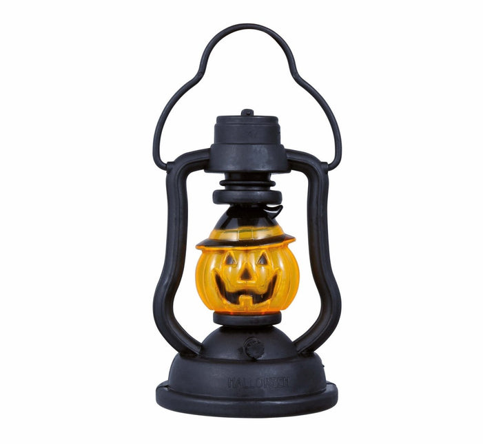 Zwart Oranje Halloween Tafeldecoratie Pompoen Lantaarn 10cm van Fiestas Guirca koop je bij Partywinkel
