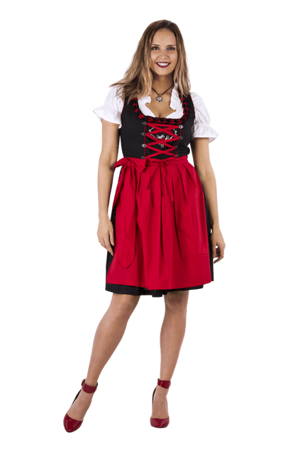 Zwart Rode Dirndl Jurk Oktoberfest Dames van Haus Huberts koop je bij Partywinkel