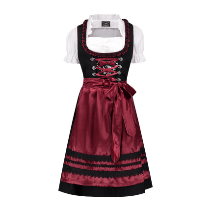 Zwart Rode Dirndl Jurk Oktoberfest Dames Bordeaux van Haus Huberts koop je bij Partywinkel
