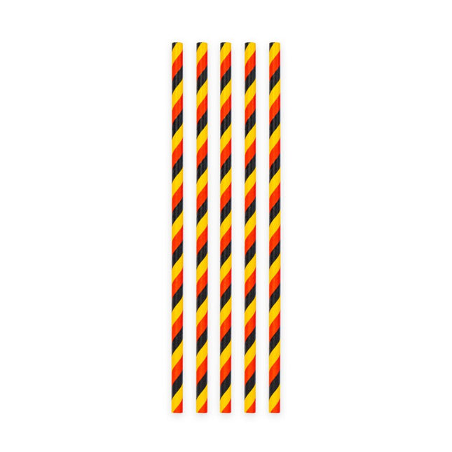 Zwart Rood Gele Rietjes Karton 20st van WeFiesta koop je bij Partywinkel