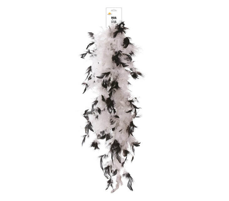 Zwart Witte Boa Veren 80gr van Fiestas Guirca koop je bij Partywinkel