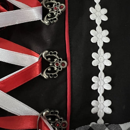 Zwart Witte Dirndl Jurk Oktoberfest Dames Geruit van Haus Huberts koop je bij Partywinkel