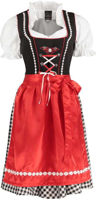 Zwart Witte Dirndl Jurk Oktoberfest Dames Geruit van Haus Huberts koop je bij Partywinkel