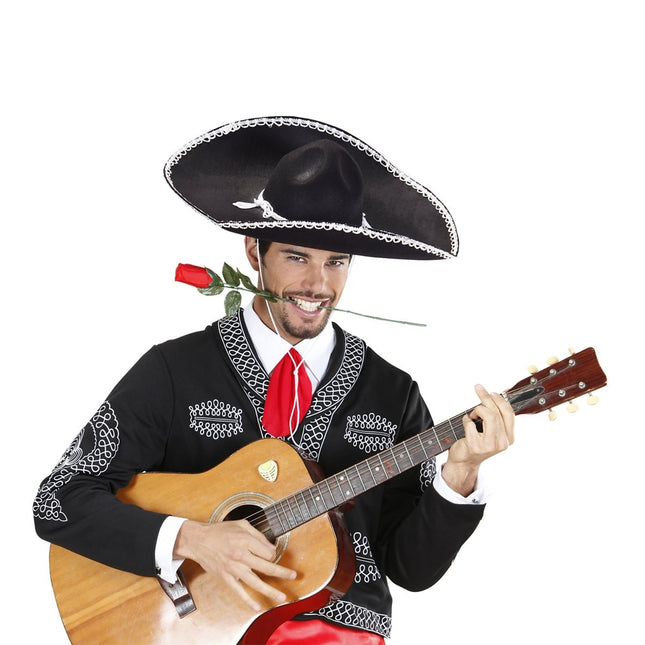 Zwart Witte Sombrero 55cm van Widmann koop je bij Partywinkel