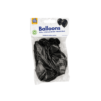 Zwarte Ballonnen Metallic 30cm 10st van Paper Dreams koop je bij Partywinkel