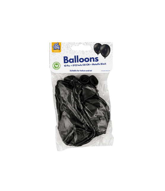 Zwarte Ballonnen Metallic 30cm 10st van Paper Dreams koop je bij Partywinkel
