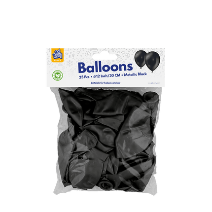 Zwarte Ballonnen Metallic 30cm 25st van Paper Dreams koop je bij Partywinkel