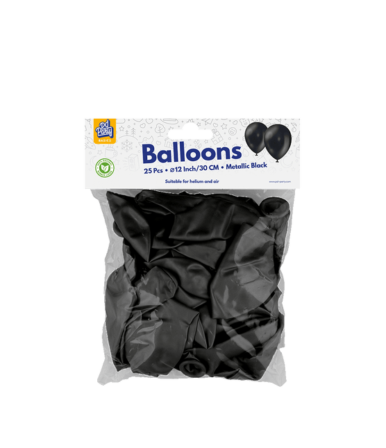 Zwarte Ballonnen Metallic 30cm 25st van Paper Dreams koop je bij Partywinkel