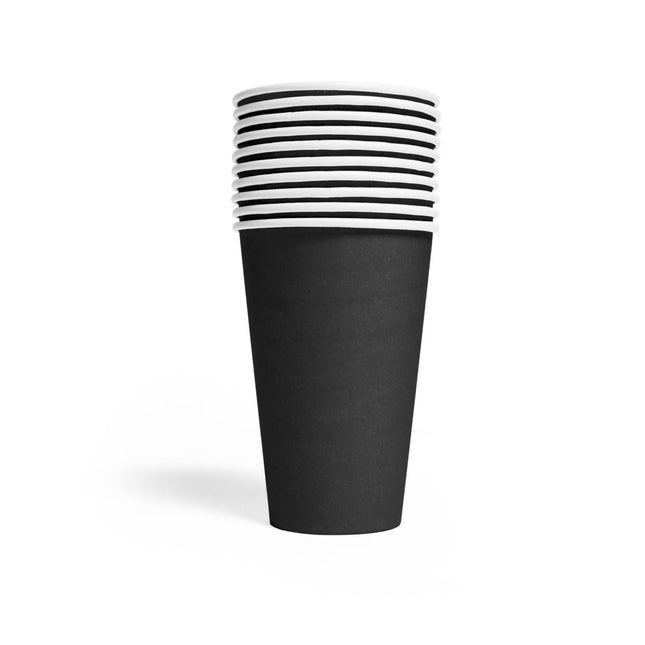 Zwarte Bekers Papier 350ml 10st van WeFiesta koop je bij Partywinkel