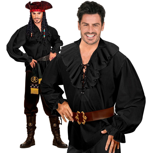 Zwarte Blouse Heren Piraten/Renaissance van Widmann koop je bij Partywinkel