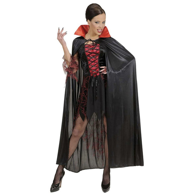 Zwarte Cape Met Rode Kraag van Widmann koop je bij Partywinkel