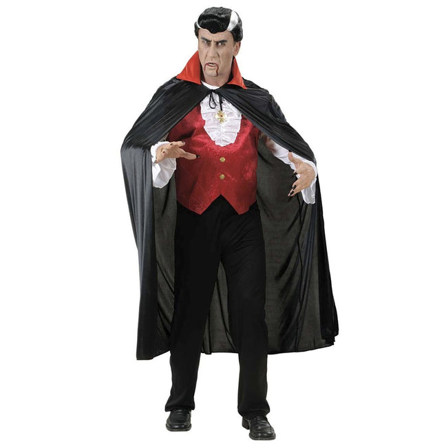 Zwarte Cape Met Rode Kraag van Widmann koop je bij Partywinkel