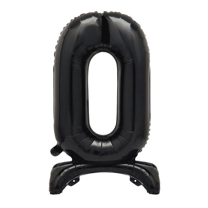 Zwarte Cijfer Ballon 0 Jaar Met Standaard 76cm van Unique koop je bij Partywinkel