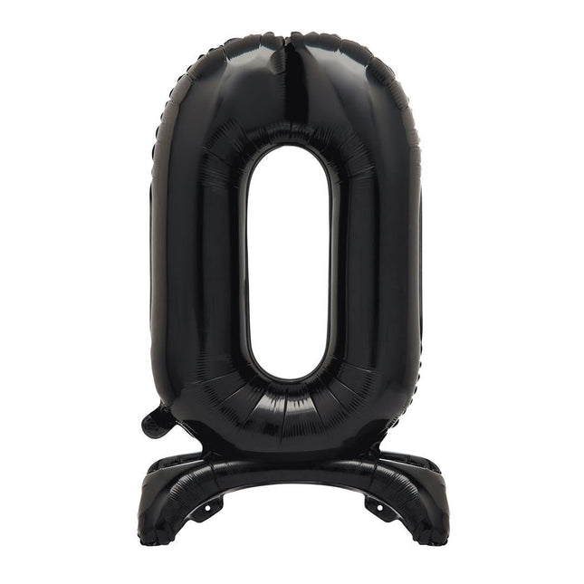 Zwarte Cijfer Ballon 0 Jaar Met Standaard 76cm van Unique koop je bij Partywinkel