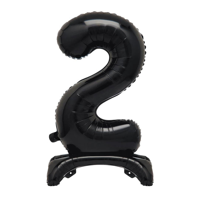 Zwarte Cijfer Ballon 2 Jaar Met Standaard 76cm van Unique koop je bij Partywinkel