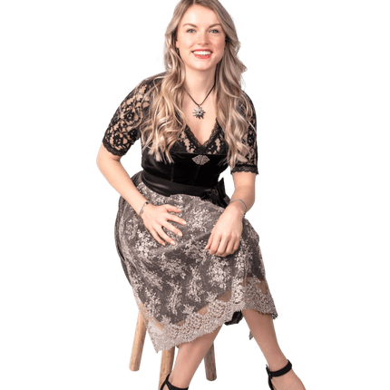 Zwarte Dirndl Jurk Oktoberfest Dames Velvet van Haus Huberts koop je bij Partywinkel