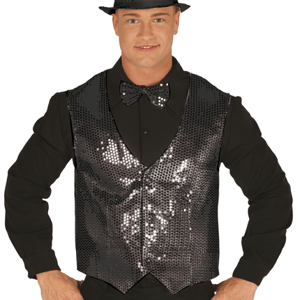 Zwarte Gilet Pailletten Heren van Fiestas Guirca koop je bij Partywinkel