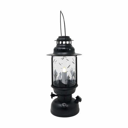 Zwarte Halloween Lantaarn Met Licht 30cm van Fiestas Guirca koop je bij Partywinkel