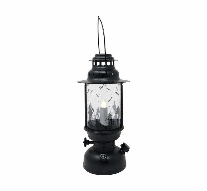 Zwarte Halloween Lantaarn Met Licht 30cm van Fiestas Guirca koop je bij Partywinkel