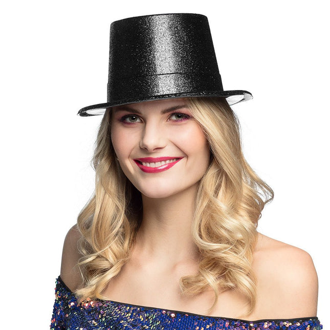 Zwarte Hoed Glitter 29cm van Boland koop je bij Partywinkel