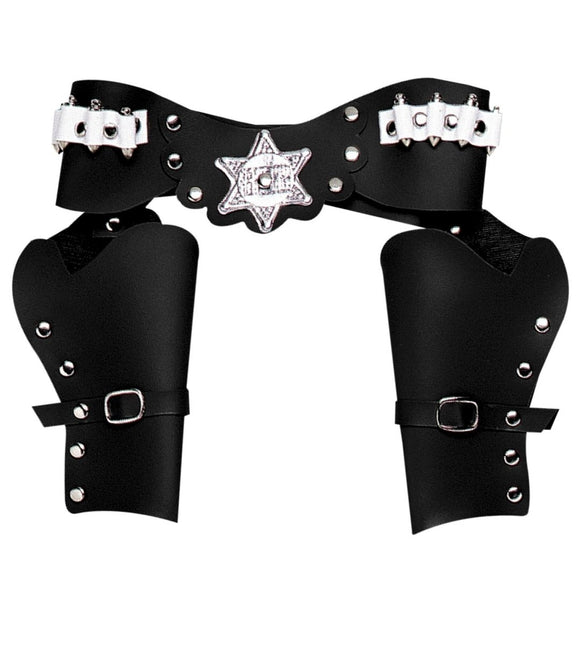 Zwarte Holster Cowboy Dubbel van Widmann koop je bij Partywinkel