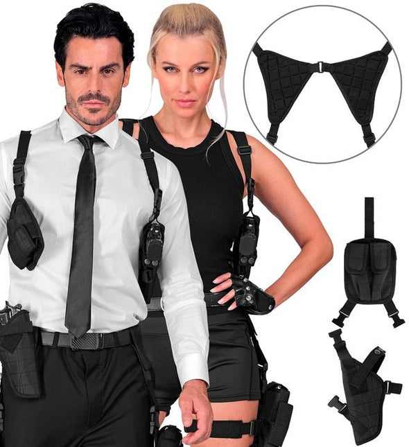 Zwarte Holster Schouder van Widmann koop je bij Partywinkel