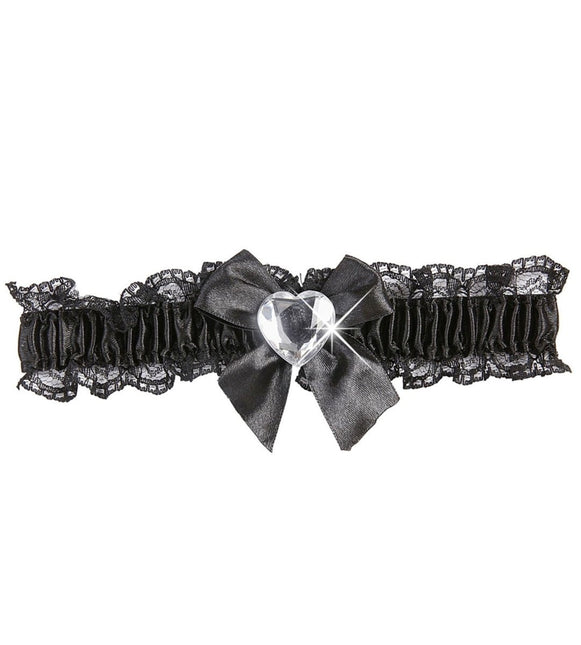 Zwarte Kousenband Met Diamanten Hartje van Widmann koop je bij Partywinkel