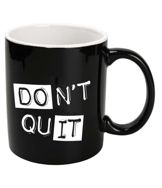 Zwarte Mok Don'T Quit 12cm van Paper Dreams koop je bij Partywinkel
