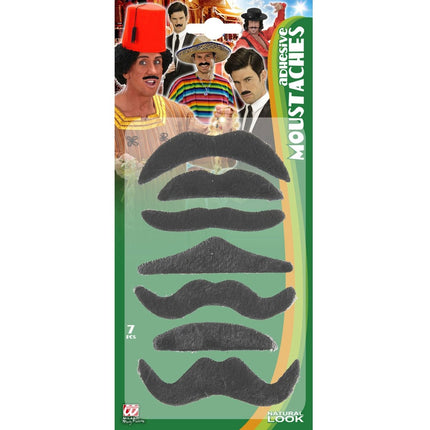 Zwarte Nep Snor 7 delig van Widmann koop je bij Partywinkel