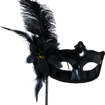 Zwarte Oogmasker Met Houder van Fiestas Guirca koop je bij Partywinkel