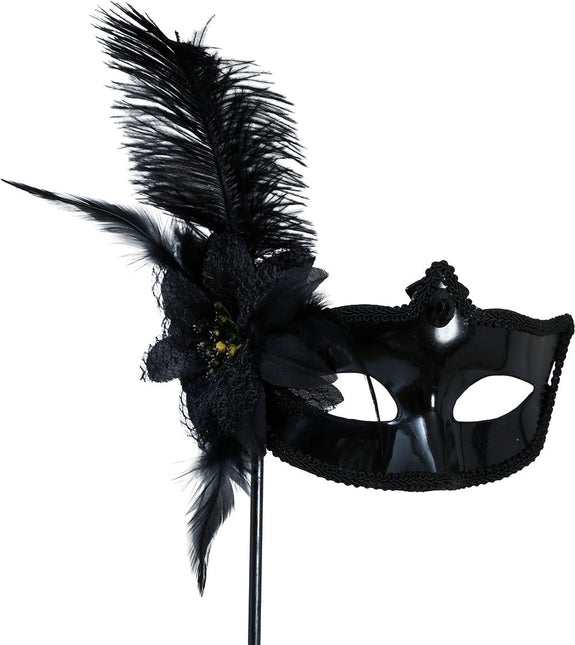 Zwarte Oogmasker Met Houder van Fiestas Guirca koop je bij Partywinkel