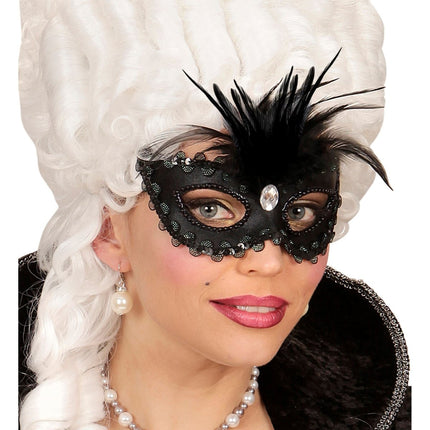 Zwarte Oogmasker Pailletten En Glitters van Widmann koop je bij Partywinkel