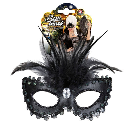Zwarte Oogmasker Pailletten En Glitters van Widmann koop je bij Partywinkel