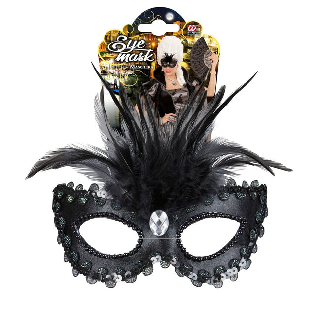 Zwarte Oogmasker Pailletten En Glitters van Widmann koop je bij Partywinkel