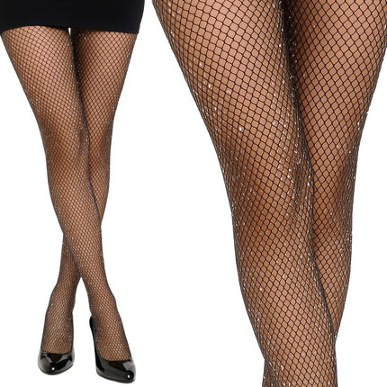 Zwarte Panty Visnet Glitters van Fiestas Guirca koop je bij Partywinkel