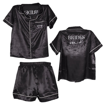 Zwarte Pyjama Bridesmaid Maat M van Ginger Ray koop je bij Partywinkel
