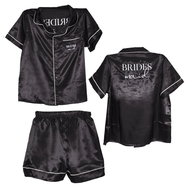 Zwarte Pyjama Bridesmaid Maat M van Ginger Ray koop je bij Partywinkel