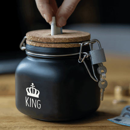 Zwarte Spaarpot King 12,5cm van Paper Dreams koop je bij Partywinkel