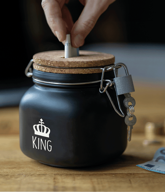 Zwarte Spaarpot King 12,5cm van Paper Dreams koop je bij Partywinkel