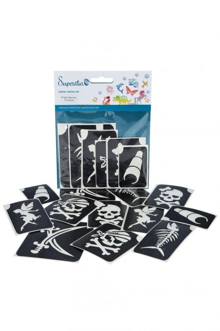 Zwarte Tattoo Stencil Piraat 12st van Superstar koop je bij Partywinkel