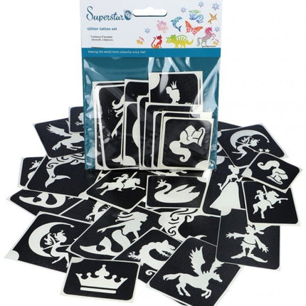 Zwarte Tattoo Stencil Xl Meisjes 24st van Superstar koop je bij Partywinkel