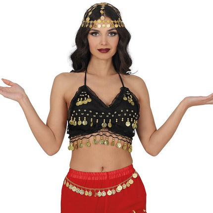 Zwarte Top Dames Gouden Munten van Fiestas Guirca koop je bij Partywinkel
