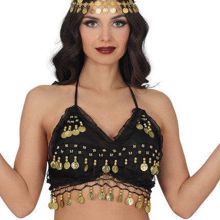 Zwarte Top Dames Gouden Munten van Fiestas Guirca koop je bij Partywinkel
