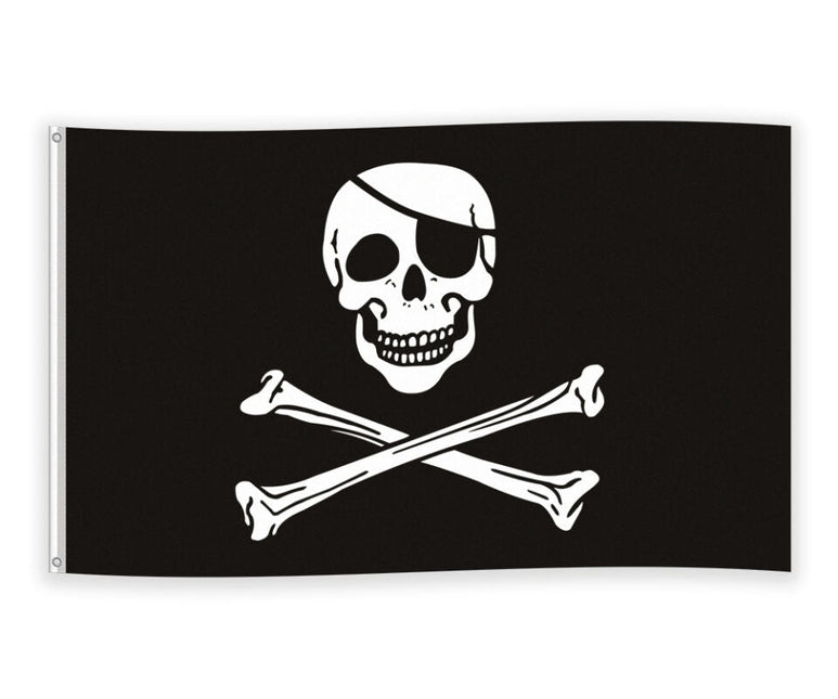 Zwarte Vlag Piraten 1,5m van WeFiesta koop je bij Partywinkel