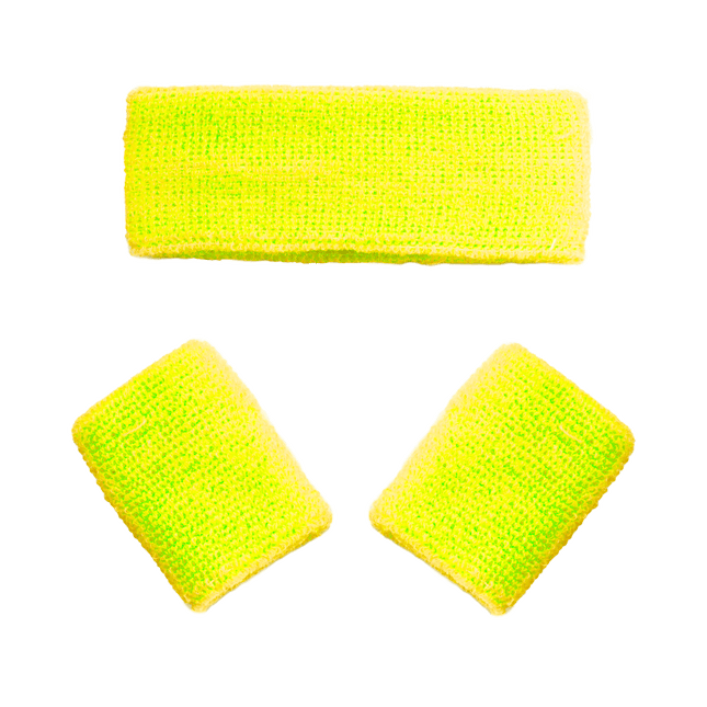 Zweetbandjes Neon Geel 3st van Partychimp koop je bij Partywinkel